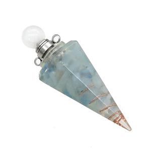 Natural Aquamarine Chips Perfume Bottle Pendant Resin Cone Platinum Plated, approx 17-50mm [GM21941]