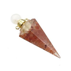 Red Carnelian Chips Perfume Bottle Pendant Resin Cone Gold Plated, approx 17-50mm [GM21967]