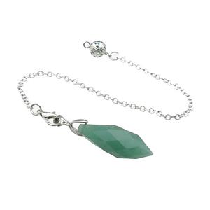 Natural Green Aventurine Pendulum Pendant With Copper Chain Platinum Plated, approx 13-35mm, 16cm length [GM21977]