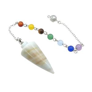 Amazonite Pendulum Pendant With Gemstone Chakra Chain Platinum Plated, approx 18-42mm, 6mm, 16cm length [GM21997]