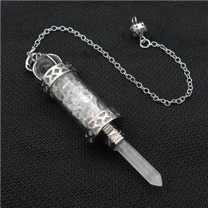 Clear Quartz Chips Pendulum Pendant Crystal With Copper Chain Platinum Plated, approx 5mm, 12mm, 5-80mm, 17cm length [GM22023]