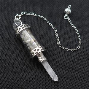 Labradorite Chips Pendulum Pendant Crystal With Copper Chain Platinum Plated, approx 5mm, 12mm, 5-80mm, 17cm length [GM22034]