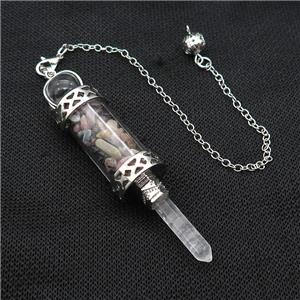 Multicolor Tourmaline Chips Pendulum Pendant Crystal With Copper Chain Platinum Plated, approx 5mm, 12mm, 5-80mm, 17cm length [GM22038]