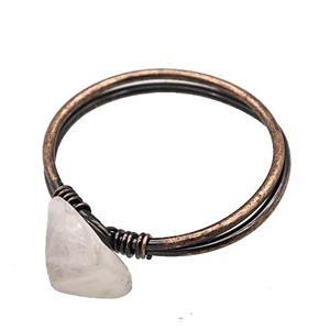Copper Rings With Rose Quartz Wire Wrapped Antique Red, approx 6-8mm, 18mm dia [GM22064]