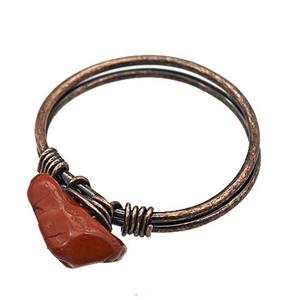 Copper Rings With Red Jasper Wire Wrapped Antique Red, approx 6-8mm, 18mm dia [GM22069]