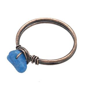 Copper Rings With Apatite Wire Wrapped Antique Red, approx 6-8mm, 18mm dia [GM22071]