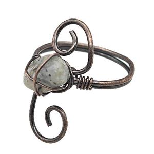 Copper Rings With Labradorite Wire Wrapped Antique Red, approx 6-8mm, 18mm dia [GM22100]