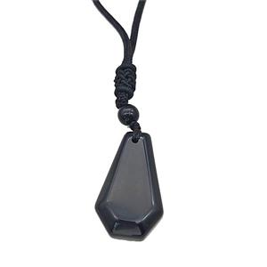Black Obsidian Necklaces Adjustable Nylon Rope, approx 18-30mm [GM22117]