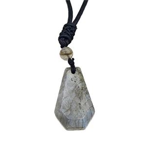 Natural Labradorite Necklaces Adjustable Nylon Rope, approx 18-30mm [GM22119]