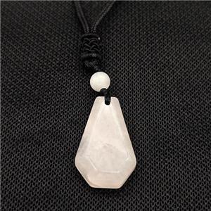 Natural Pink Rose Quartz Necklaces Adjustable Nylon Rope, approx 18-30mm [GM22124]