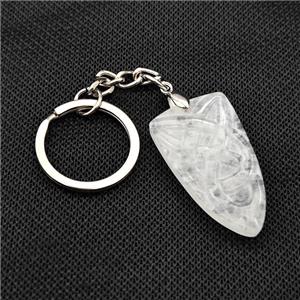 Natural Clear Quartz Pendant Flat Bullet Sailors Knot With Copper Keychain Platinum Plated, approx 20-35mm, 25mm [GM22189]
