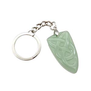 Natural Green Aventurine Pendant Bullet Sailors Knot With Copper Keychain Platinum Plated, approx 20-35mm, 25mm [GM22192]