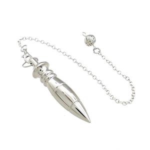Alloy Dowsing Pendulum Pendant With Chain Platinum Plated, approx 11-53mm, 16cm length [GM22224]
