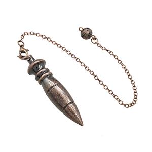 Alloy Dowsing Pendulum Pendant With Chain Antique Red, approx 11-53mm, 16cm length [GM22227]