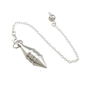Alloy Dowsing Pendulum Pendant With Chain Platinum Plated, approx 12-35mm, 16cm length [GM22232]