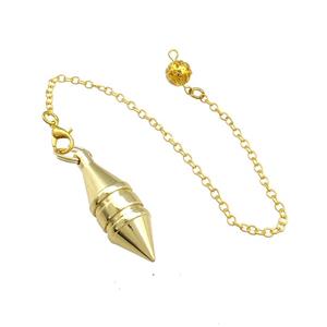 Alloy Dowsing Pendulum Pendant With Chain Gold Plated, approx 12-35mm, 16cm length [GM22233]
