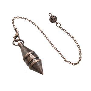 Alloy Dowsing Pendulum Pendant With Chain Antique Red, approx 12-35mm, 16cm length [GM22235]