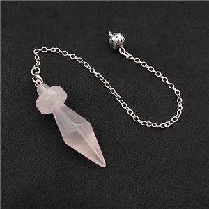 Rose Quartz Dowsing Pendulum Pendant With Chain Platinum Plated, approx 13-45mm, 16cm length [GM22238]