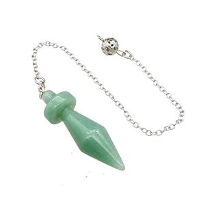 Green Aventurine Dowsing Pendulum Pendant With Chain Platinum Plated, approx 13-45mm, 16cm length [GM22240]