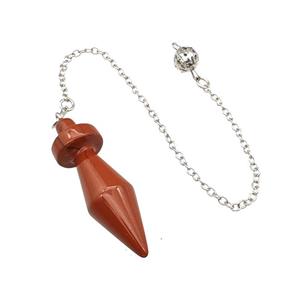 Natural Red Jasper Dowsing Pendulum Pendant With Chain Platinum Plated, approx 13-45mm, 16cm length [GM22241]