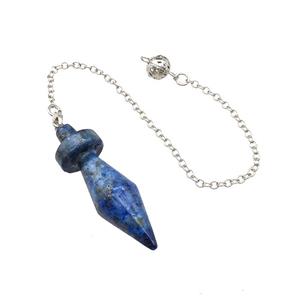 Natural Blue Lapis Lazuli Dowsing Pendulum Pendant With Chain Platinum Plated, approx 13-45mm, 16cm length [GM22243]