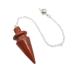 Natural Red Jasper Dowsing Pendulum Pendant With Chain Platinum Plated, approx 18-48mm, 16cm length [GM22250]