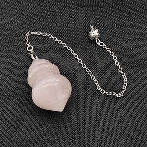 Natural Pink Rose Quartz Dowsing Pendulum Pendant With Chain Platinum Plated, approx 25-42mm, 16cm length [GM22256]
