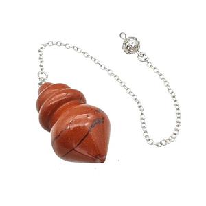 Natural Red Jasper Dowsing Pendulum Pendant With Chain Platinum Plated, approx 25-42mm, 16cm length [GM22259]