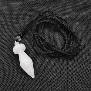 Clear Quartz Pendulum Necklace Black Nylon Rope, approx 14-45mm [GM22358]