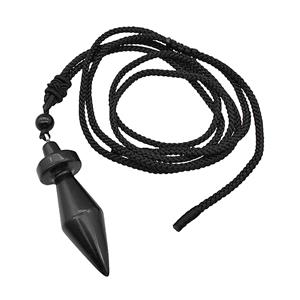 Black Obsidian Pendulum Necklace Black Nylon Rope, approx 14-45mm [GM22361]