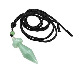 Green Aventurine Pendulum Necklace Black Nylon Rope, approx 14-45mm [GM22362]