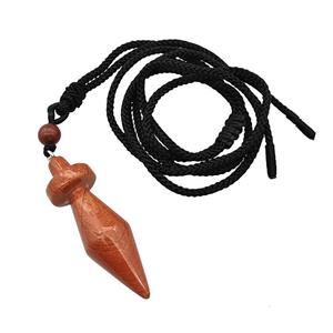 Red Jasper Pendulum Necklace Black Nylon Rope, approx 14-45mm [GM22363]