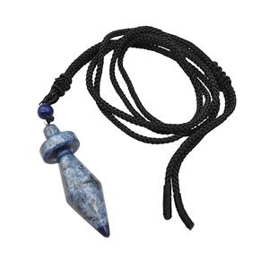 Blue Lapis Lazuli Pendulum Necklace Black Nylon Rope, approx 14-45mm [GM22365]