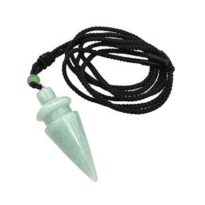 Green Aventurine Pendulum Necklace Black Nylon Rope, approx 18-45mm [GM22372]