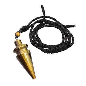 Tiger Eye Stone Pendulum Necklace Black Nylon Rope, approx 18-45mm [GM22374]