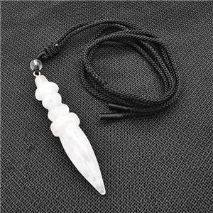 Clear Quartz Pendulum Necklace Black Nylon Rope, approx 14-65mm [GM22378]