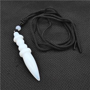 White Opalite Pendulum Necklace Black Nylon Rope, approx 14-65mm [GM22379]