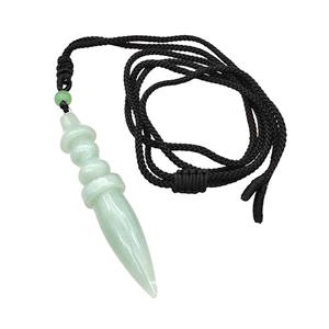 Green Aventurine Pendulum Necklace Black Nylon Rope, approx 14-65mm [GM22382]