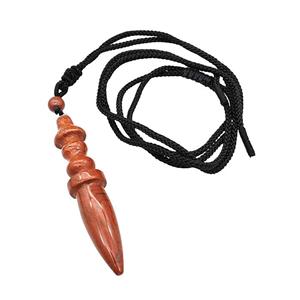 Red Jasper Pendulum Necklace Black Nylon Rope, approx 14-65mm [GM22383]
