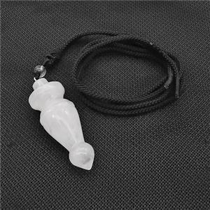 Clear Quartz Pendulum Necklace Black Nylon Rope, approx 18-50mm [GM22388]