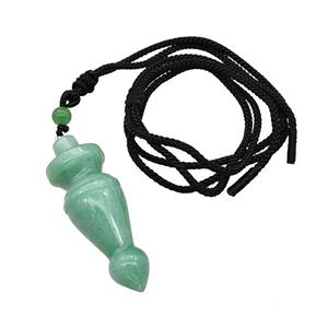 Green Aventurine Pendulum Necklace Black Nylon Rope, approx 18-50mm [GM22392]