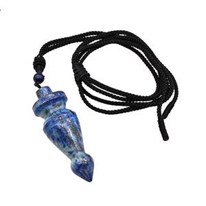 Blue Lapis Lazuli Pendulum Necklace Black Nylon Rope, approx 18-50mm [GM22395]