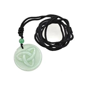 Natural Green Aventurine Trinity Necklace Circle Black Nylon Rope, approx 32mm [GM22425]