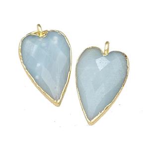 Blue Amazonite Heart Pendant Faceted Gold Plated, approx 13-20mm [GM22459-L]