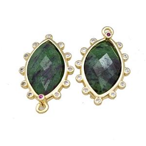 Natural Green Zoisite Eye Pendant Gold Plated, approx 14-20mm [GM22463]