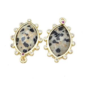 Natural Black Dalmatian Jasper Eye Pendant Gold Plated, approx 14-20mm [GM22464]