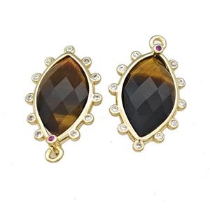 Natural Tiger Eye Stone Eye Pendant Gold Plated, approx 14-20mm [GM22466]