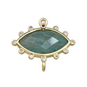 Natural Green Amazonite Eye Connector Gold Plated, approx 14-20mm [GM22474]