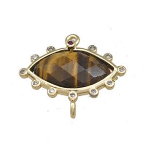Natural Tiger Eye Stone Eye Connector Gold Plated, approx 14-20mm [GM22475]