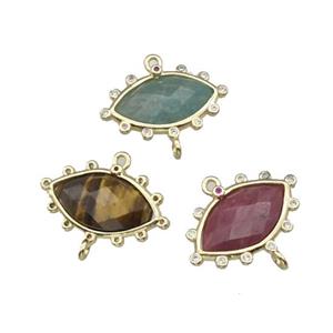 Natural Gemstone Eye Connector Gold Plated Mixed, approx 14-20mm [GM22477]